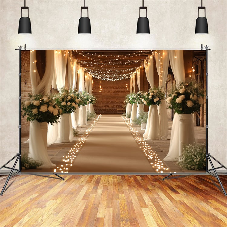Boho Backdrops Barn Wedding Hallway Lighted Backdrop CSH4-215
