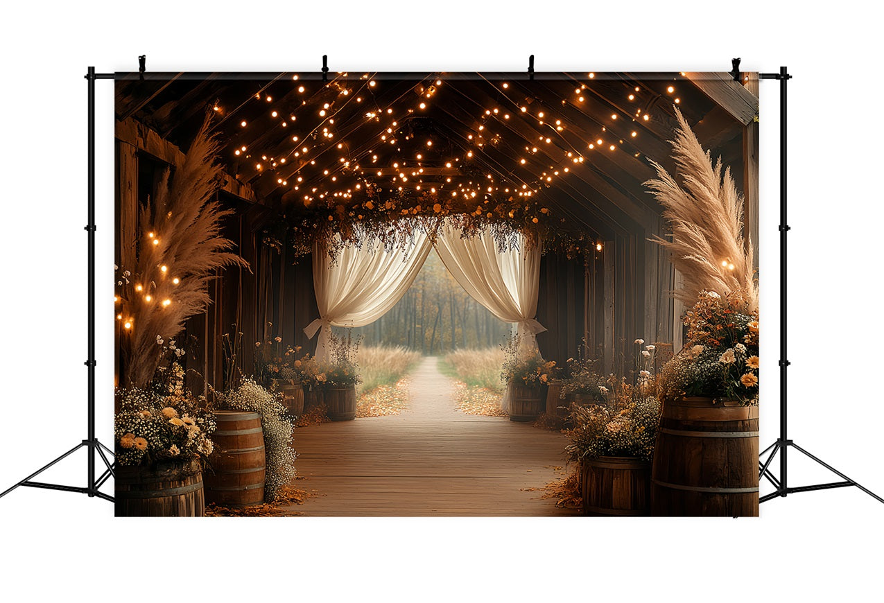 Boho Backdrop Pampas Flowers Barn Entrance Backdrop CSH4-216