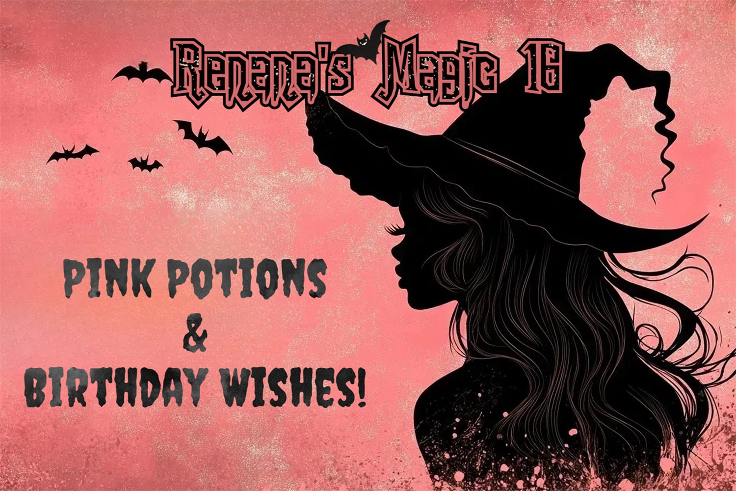 Birthday Backdrop Custom Pink Witch Hat Backdrop CSH4-22