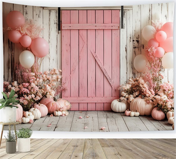 Barn Photo Backdrop Pastel Pumpkin Floral Backdrop CSH4-222
