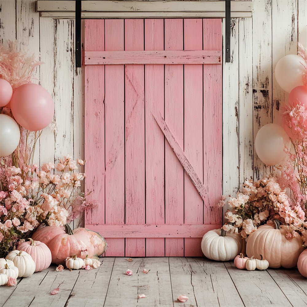 Barn Photo Backdrop Pastel Pumpkin Floral Backdrop CSH4-222