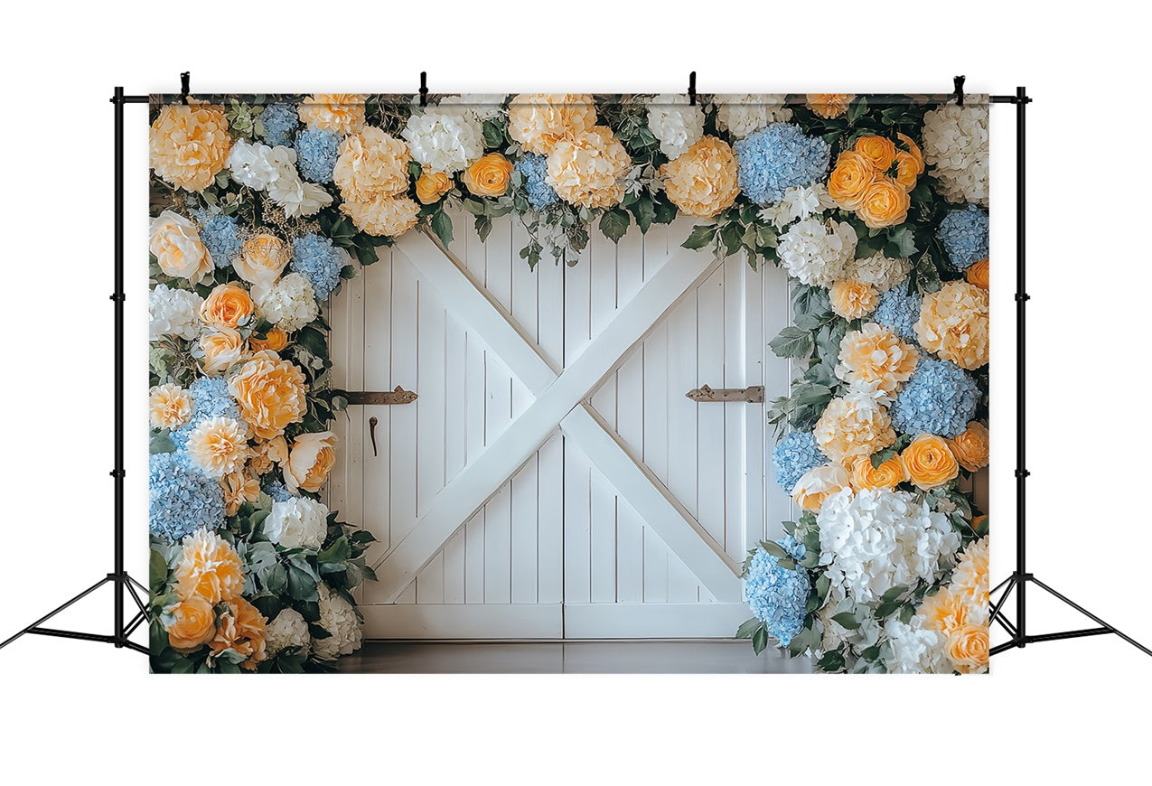 Barn Door Backdrops Flowers Door Decor Backdrop CSH4-228