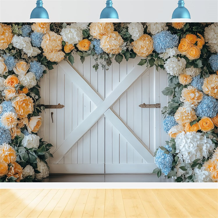 Barn Door Backdrops Flowers Door Decor Backdrop CSH4-228