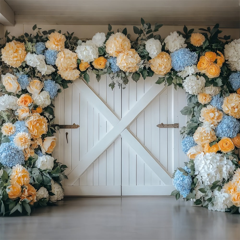 Barn Door Backdrops Flowers Door Decor Backdrop CSH4-228
