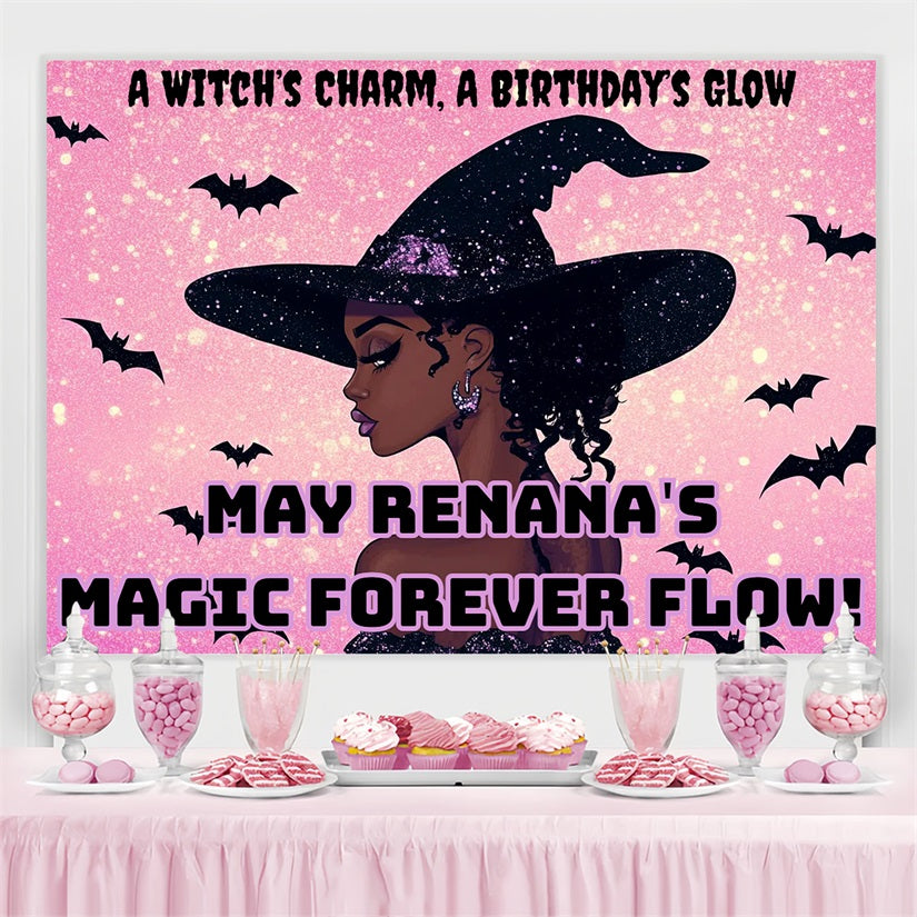 Personalised Backdrop Birthday Sparkle Enchanted Witch Backdrop CSH4-23