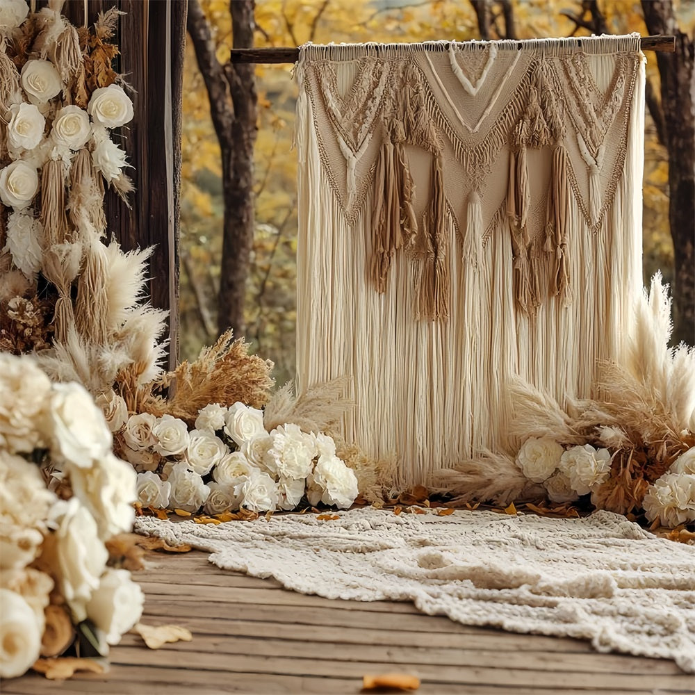 Boho Photo Backdrop Fall Macrame Floral Backdrop CSH4-232