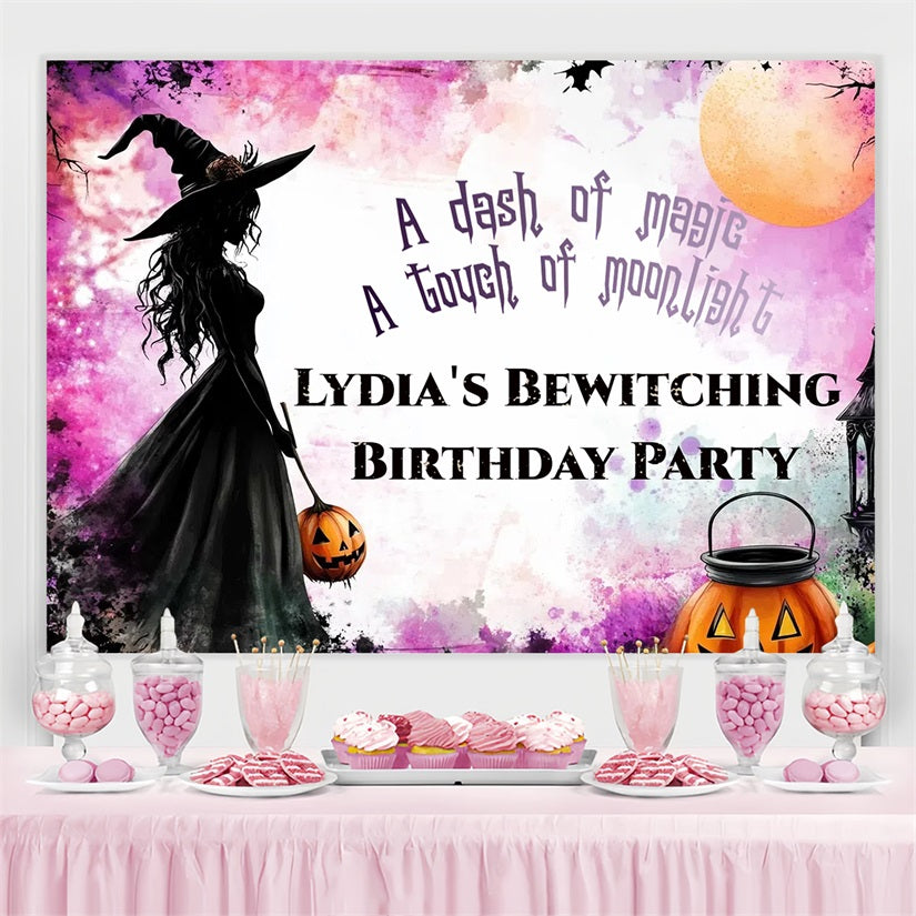 Personalized Backdrops Birthday Halloween Moonlight Witch Backdrop CSH4-24