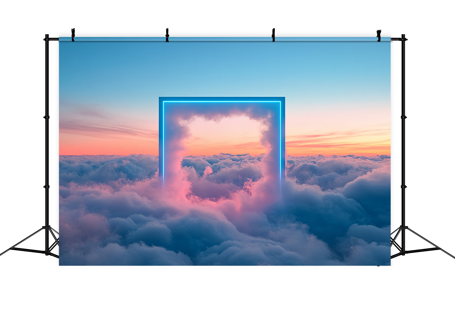 Clouds Photography Backdrop Dreamy Skies Neon Frame Backdrop CSH4-240
