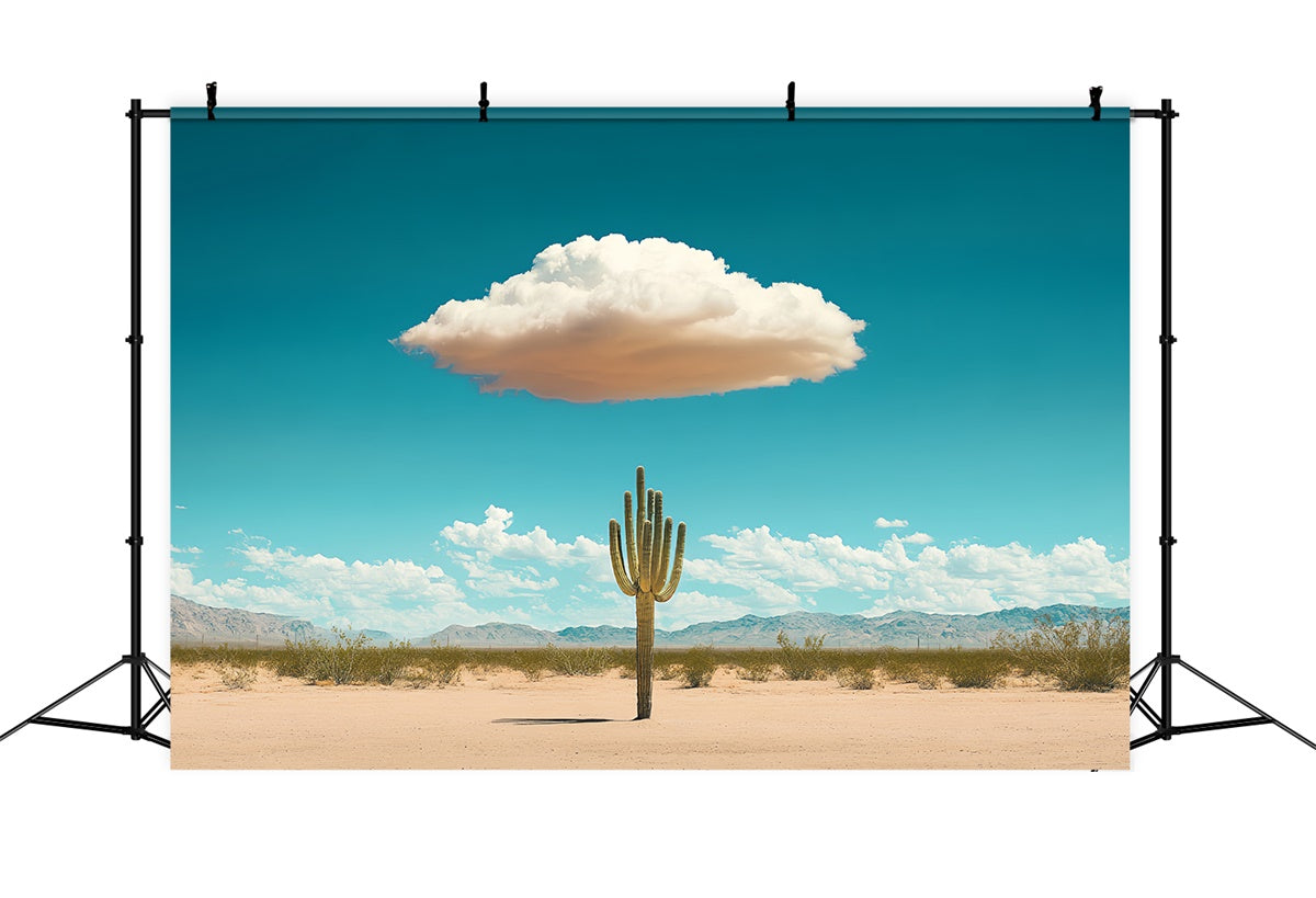 Blue Sky Photo Backdrop Desert Cactus Puffy Cloud Backdrop CSH4-241
