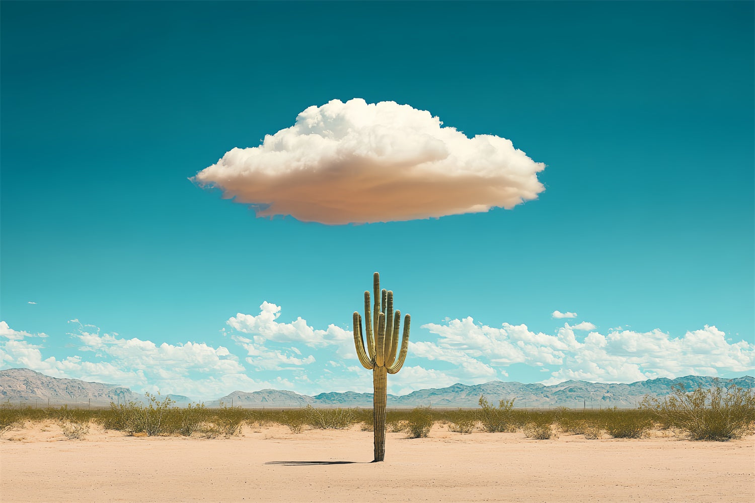 Blue Sky Photo Backdrop Desert Cactus Puffy Cloud Backdrop CSH4-241