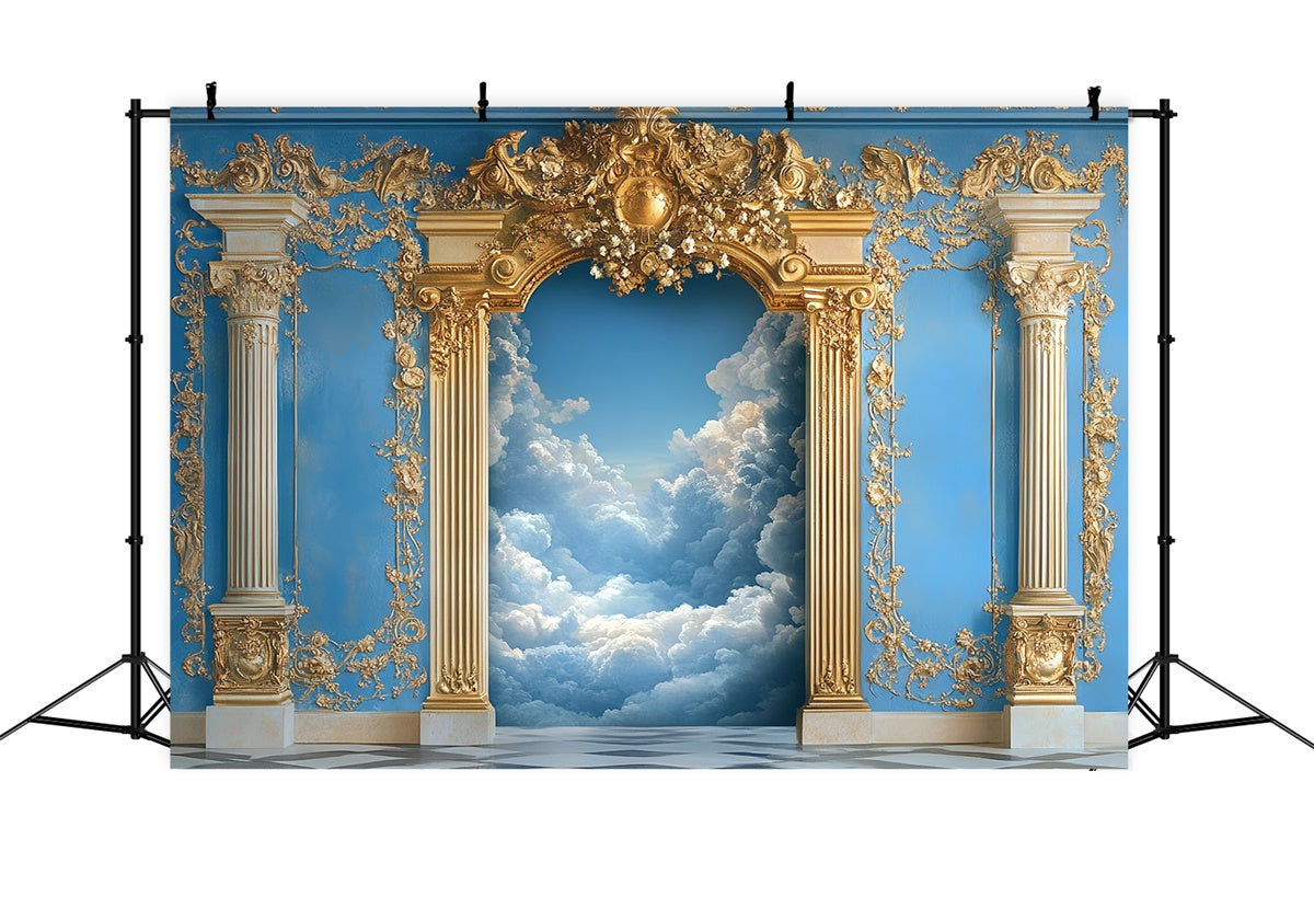 Cloud Photo Backdrop Ornate Palace Golden Arch Backdrop CSH4-242