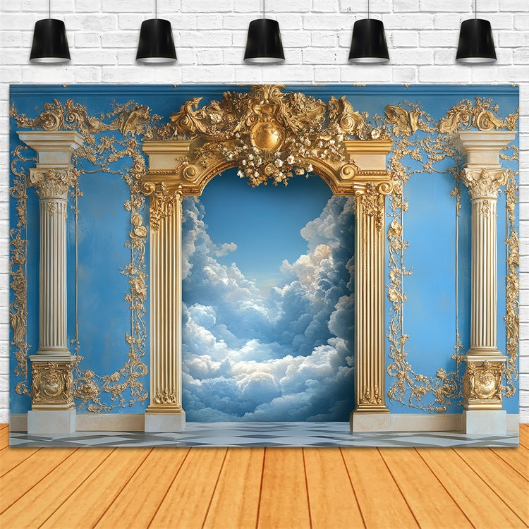 Cloud Photo Backdrop Ornate Palace Golden Arch Backdrop CSH4-242