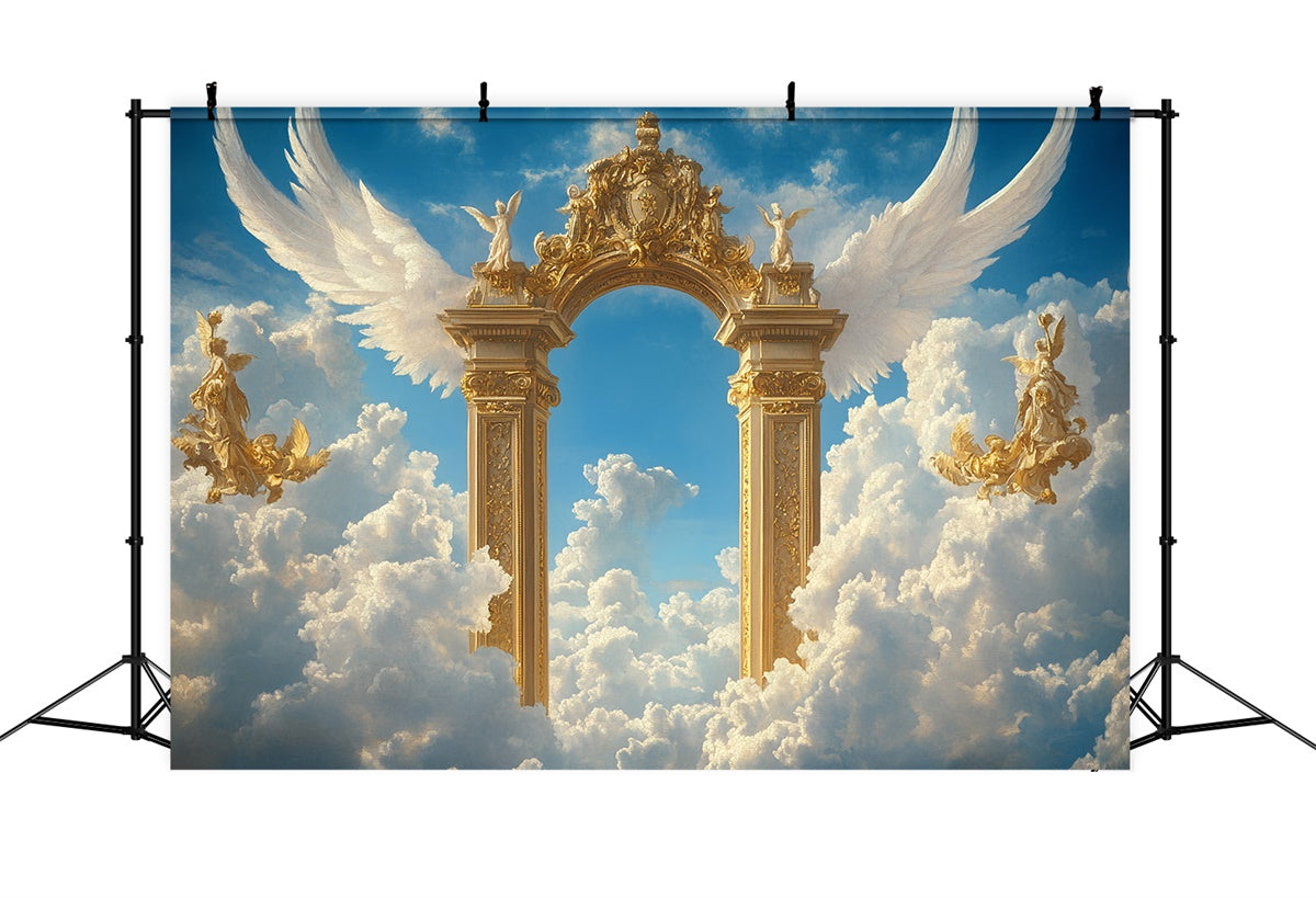 Sky Backdrop Clouds Heaven Gate Angel Wing Backdrop CSH4-243