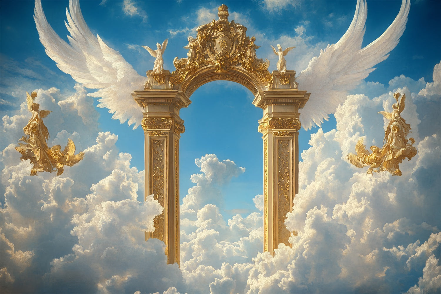 Sky Backdrop Clouds Heaven Gate Angel Wing Backdrop CSH4-243