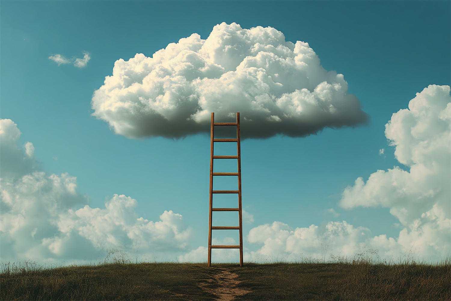 Sky With Clouds Backdrop Floating Cloud Ladder Backdrop CSH4-244