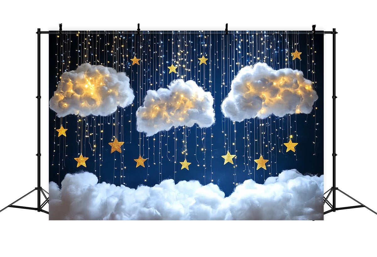 Clouds Photo Backdrop Twinkling Stars Puffy Cloud Backdrop CSH4-245