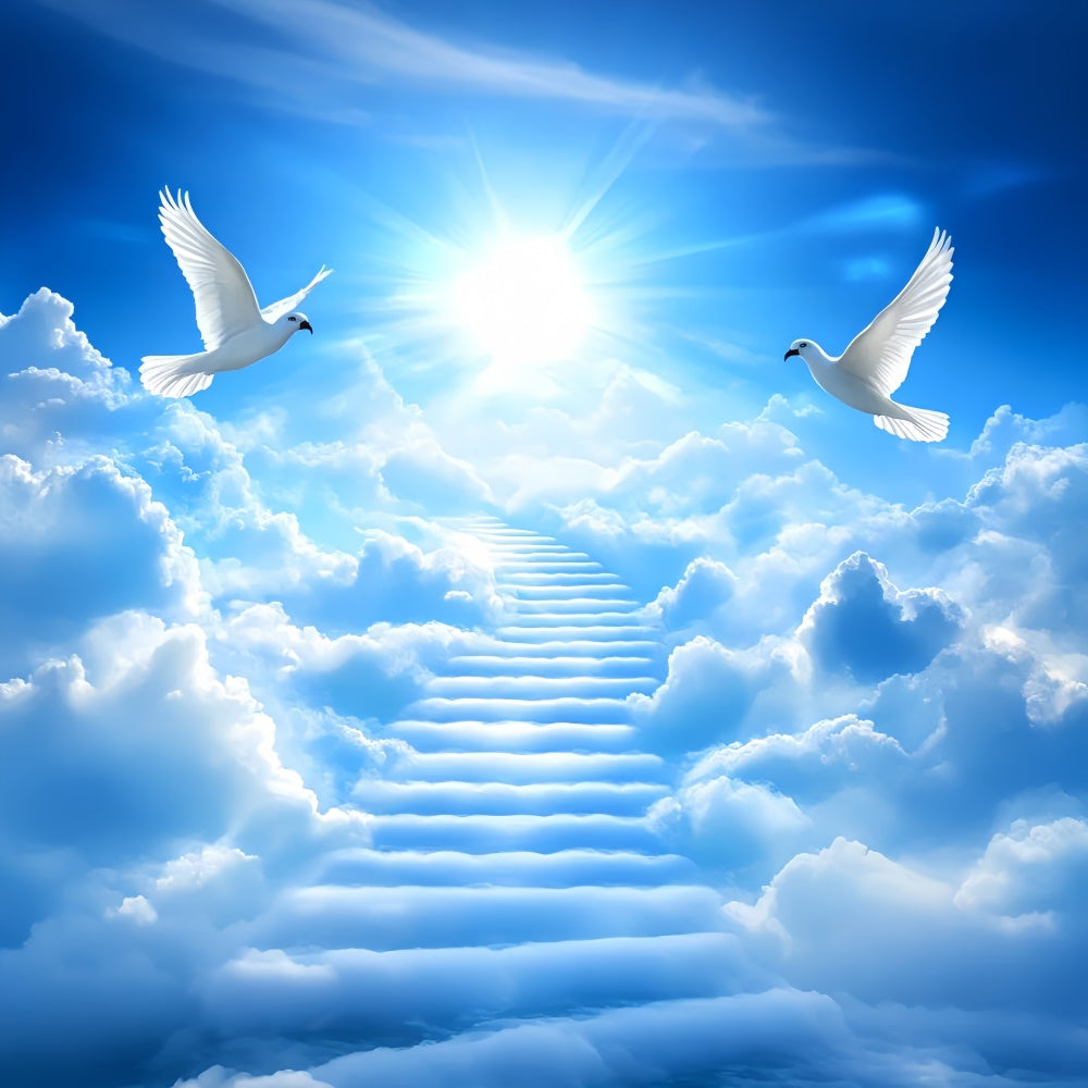 Sky With Clouds Backdrop Cloud Ladder Soaring Doves Backdrop CSH4-247