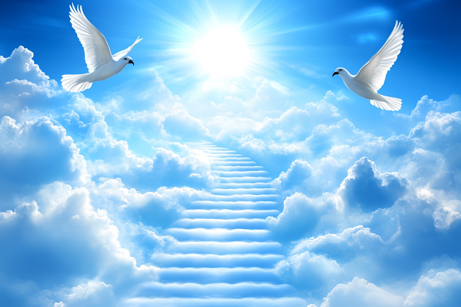 Sky With Clouds Backdrop Cloud Ladder Soaring Doves Backdrop CSH4-247