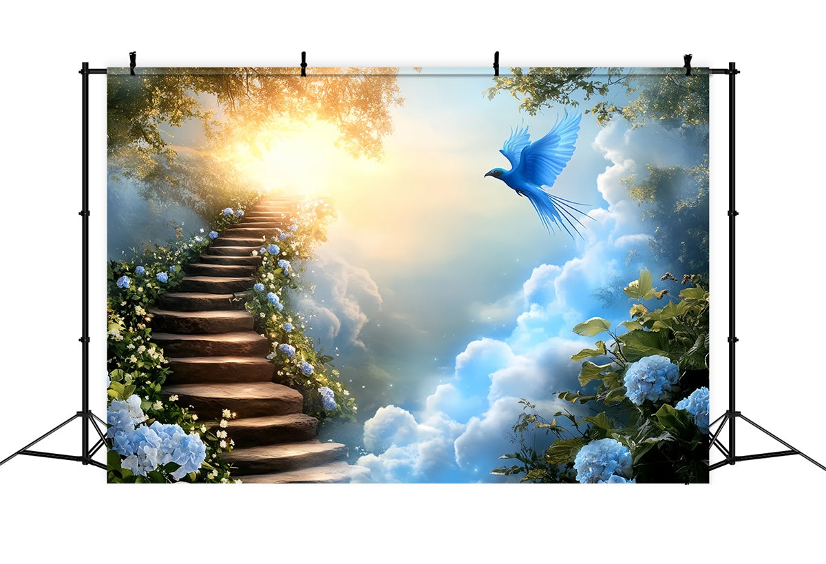 Sky Backdrop Photoshoot Blooming Path Soaring Bird Backdrop CSH4-248