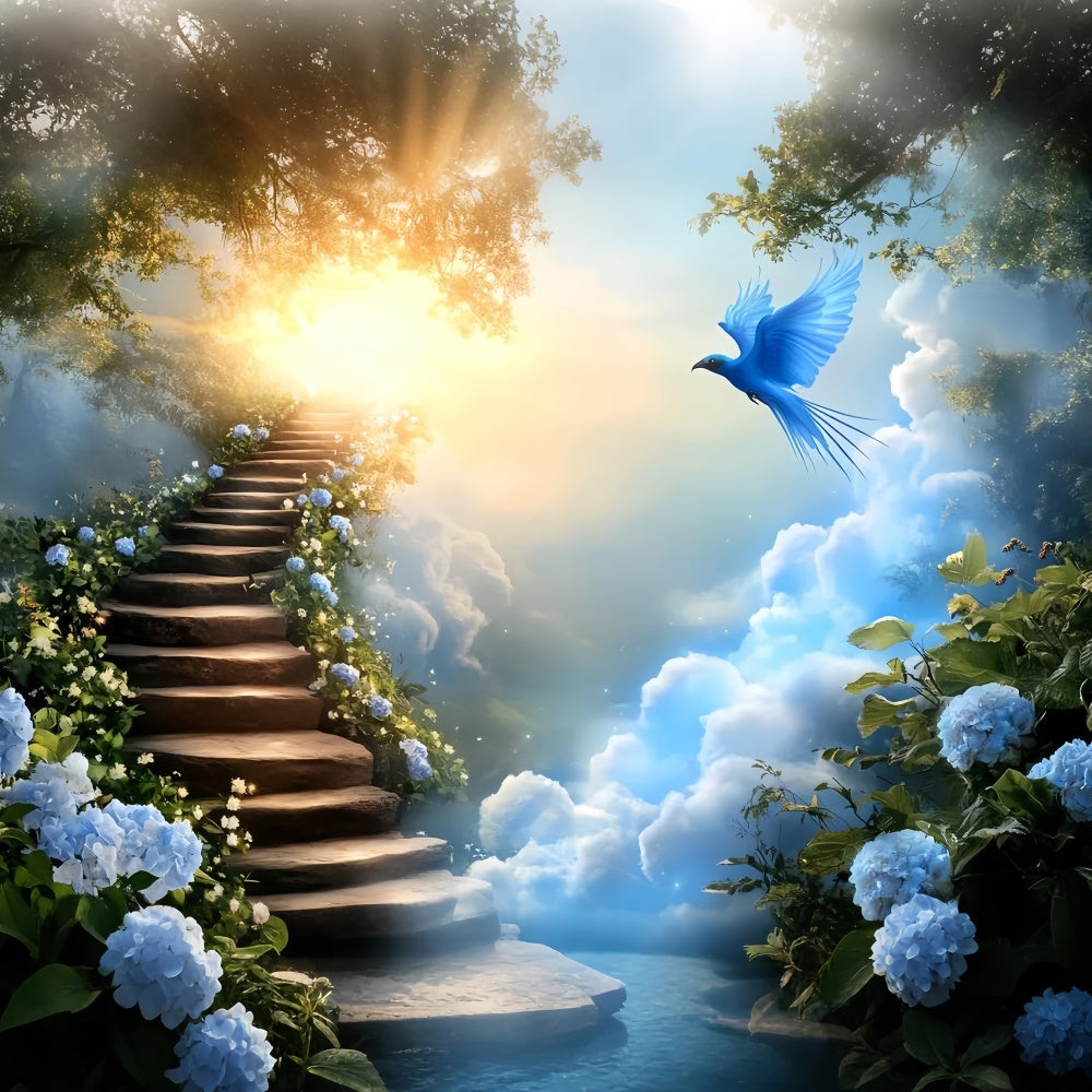 Sky Backdrop Photoshoot Blooming Path Soaring Bird Backdrop CSH4-248