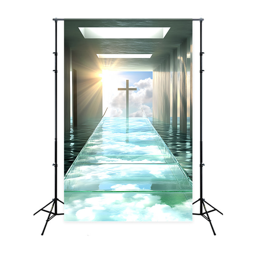 Sky And Cloud Backdrop Cloud Reflections Cross Backdrop CSH4-249