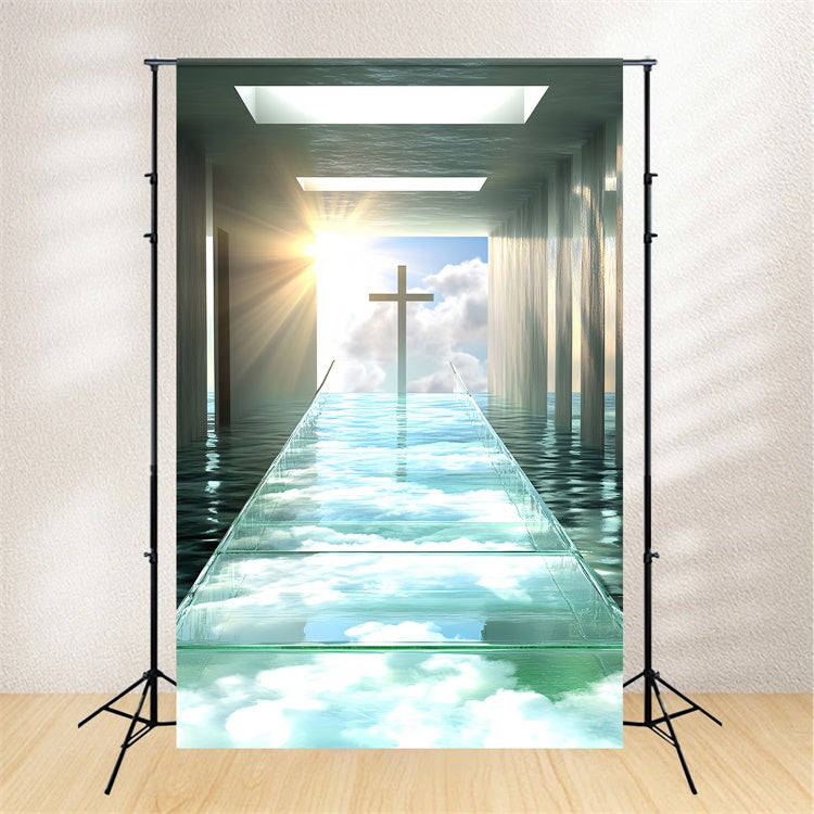 Sky And Cloud Backdrop Cloud Reflections Cross Backdrop CSH4-249
