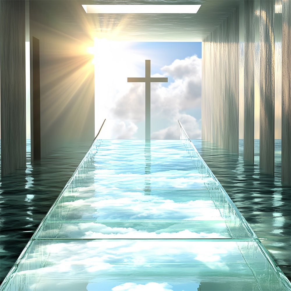 Sky And Cloud Backdrop Cloud Reflections Cross Backdrop CSH4-249
