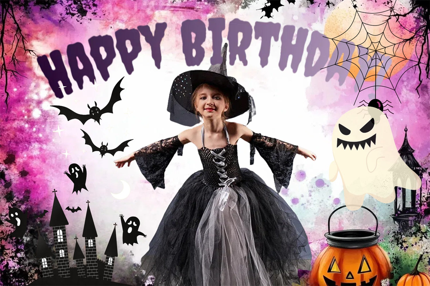 Custom Backdrops For Birthdays Halloween Castle Ghost Backdrop CSH4-25