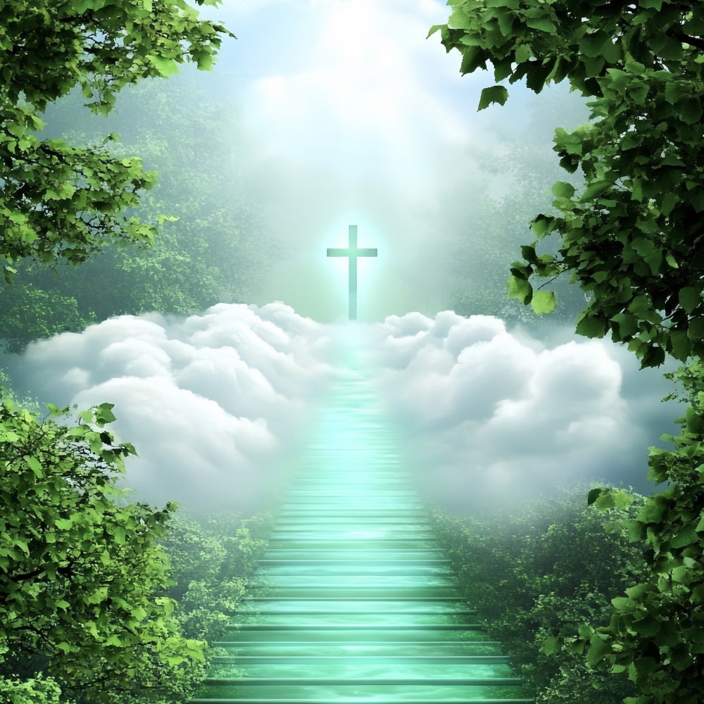 Clouds Photo Backdrop Peaceful Forest Cross Trail Backdrop CSH4-250