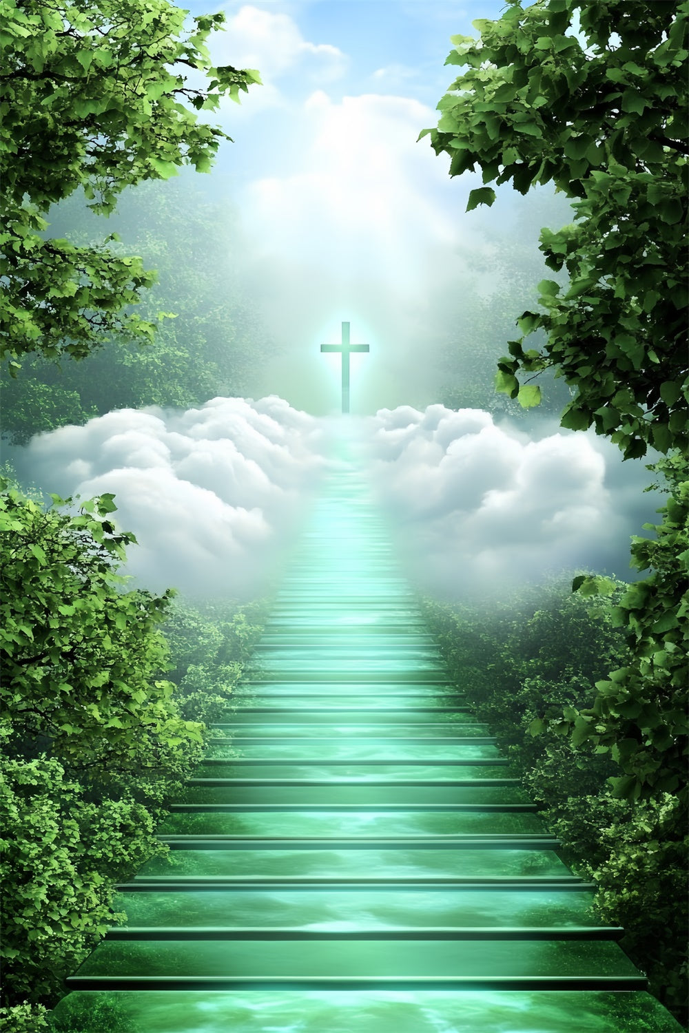 Clouds Photo Backdrop Peaceful Forest Cross Trail Backdrop CSH4-250
