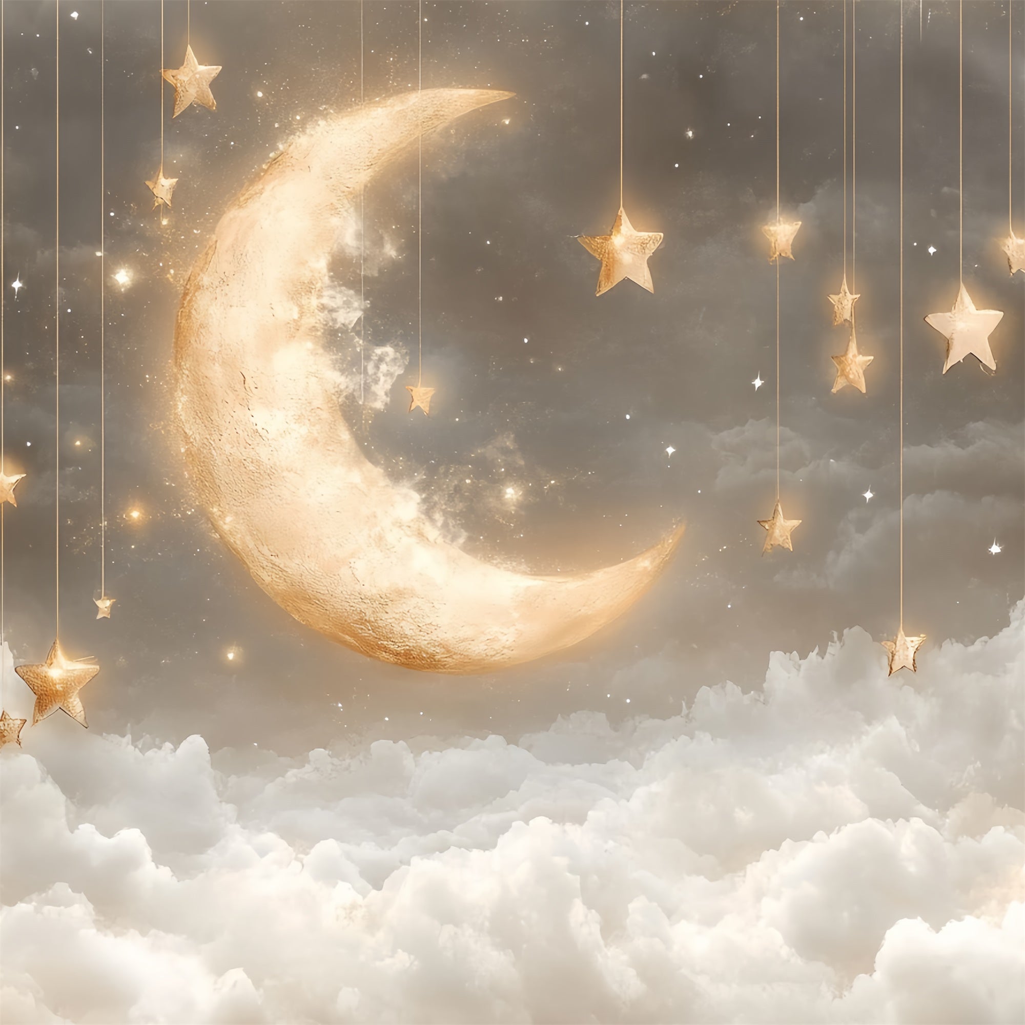 Cloud Backdrop Photoshoot Moonlight Hanging Stars Backdrop CSH4-251