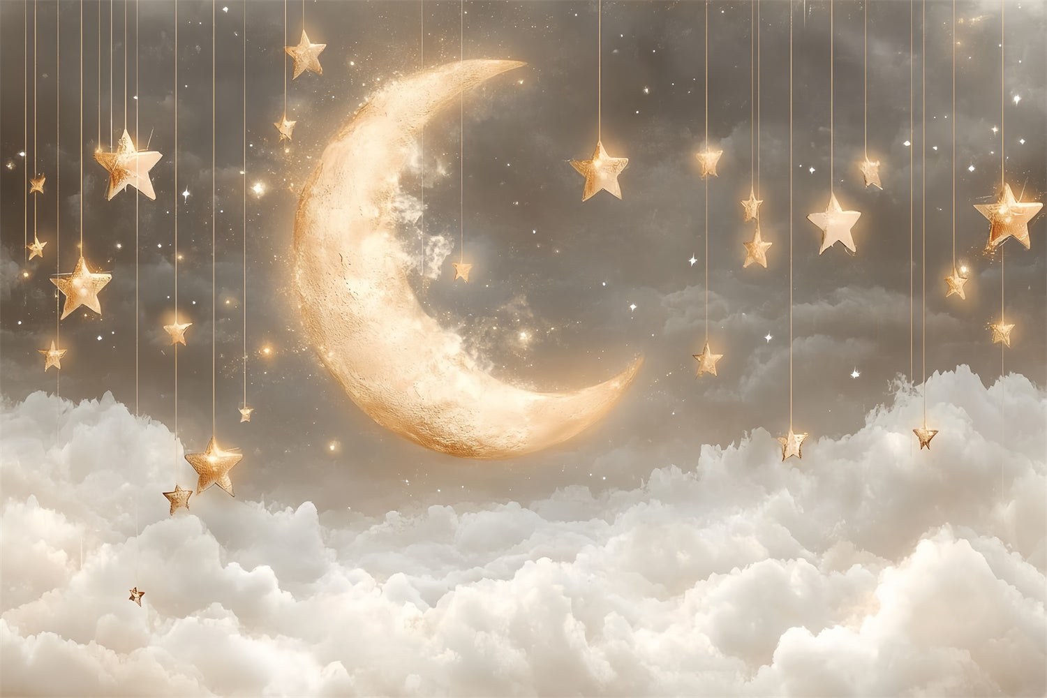 Cloud Backdrop Photoshoot Moonlight Hanging Stars Backdrop CSH4-251