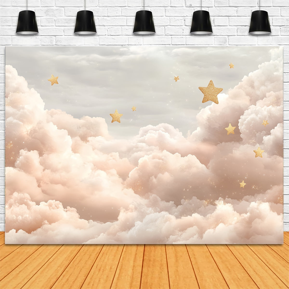 Cloud Photo Backdrop Golden Stars Dream Clouds Backdrop CSH4-252