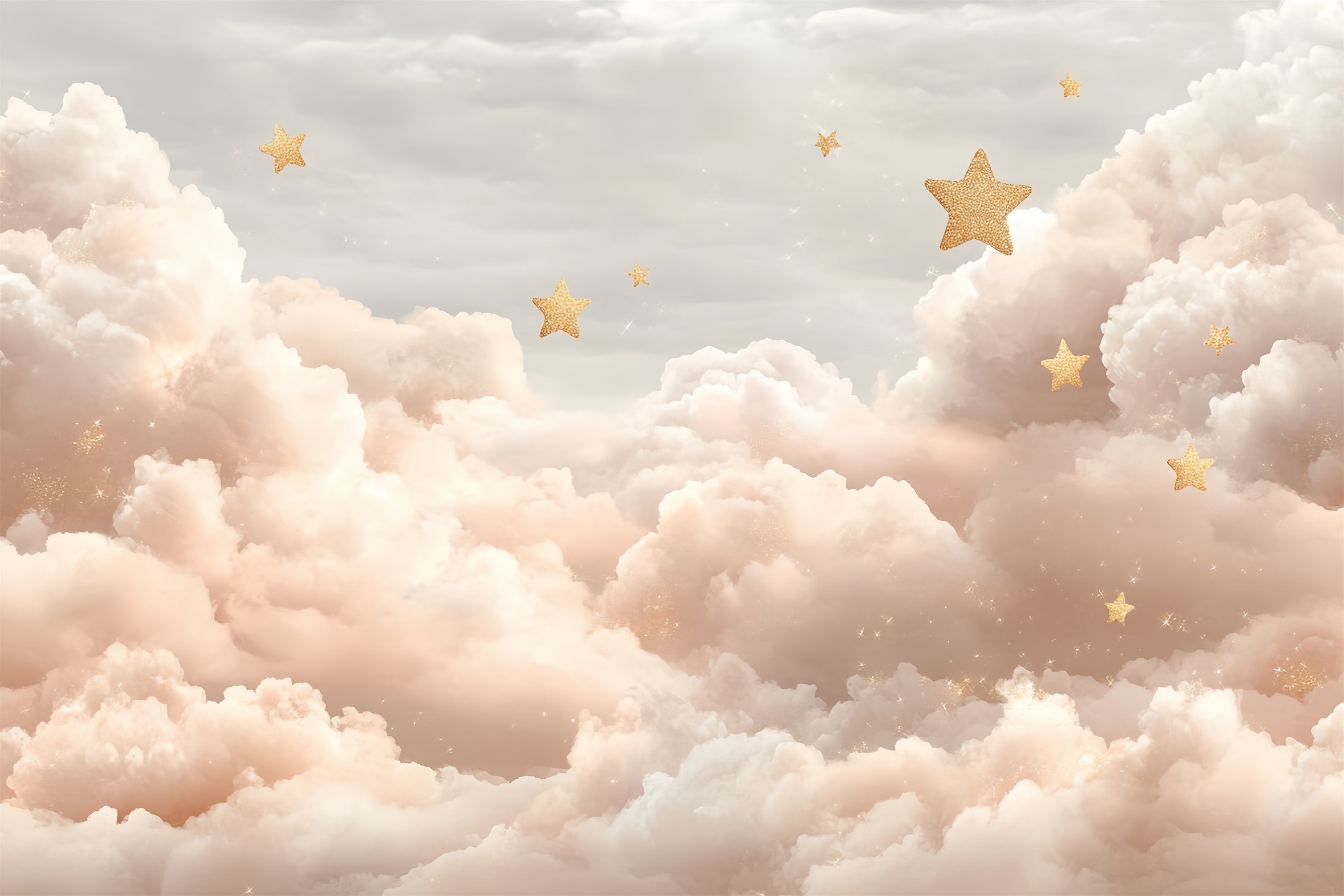 Cloud Photo Backdrop Golden Stars Dream Clouds Backdrop CSH4-252