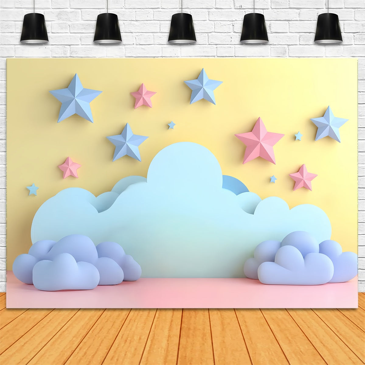 Clouds Photo Backdrop Soft Cloud Cartoon Stars Backdrop CSH4-257