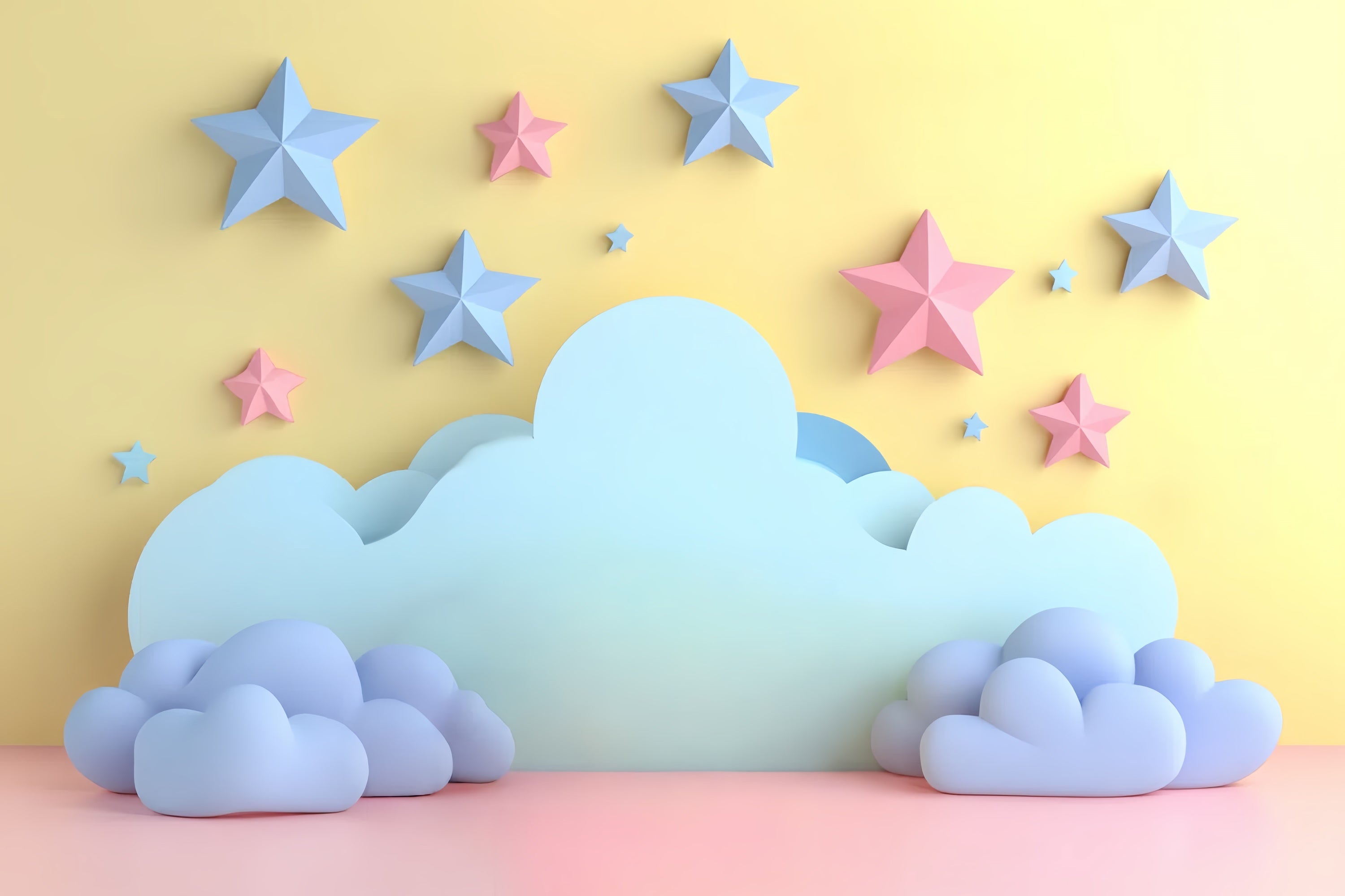 Clouds Photo Backdrop Soft Cloud Cartoon Stars Backdrop CSH4-257