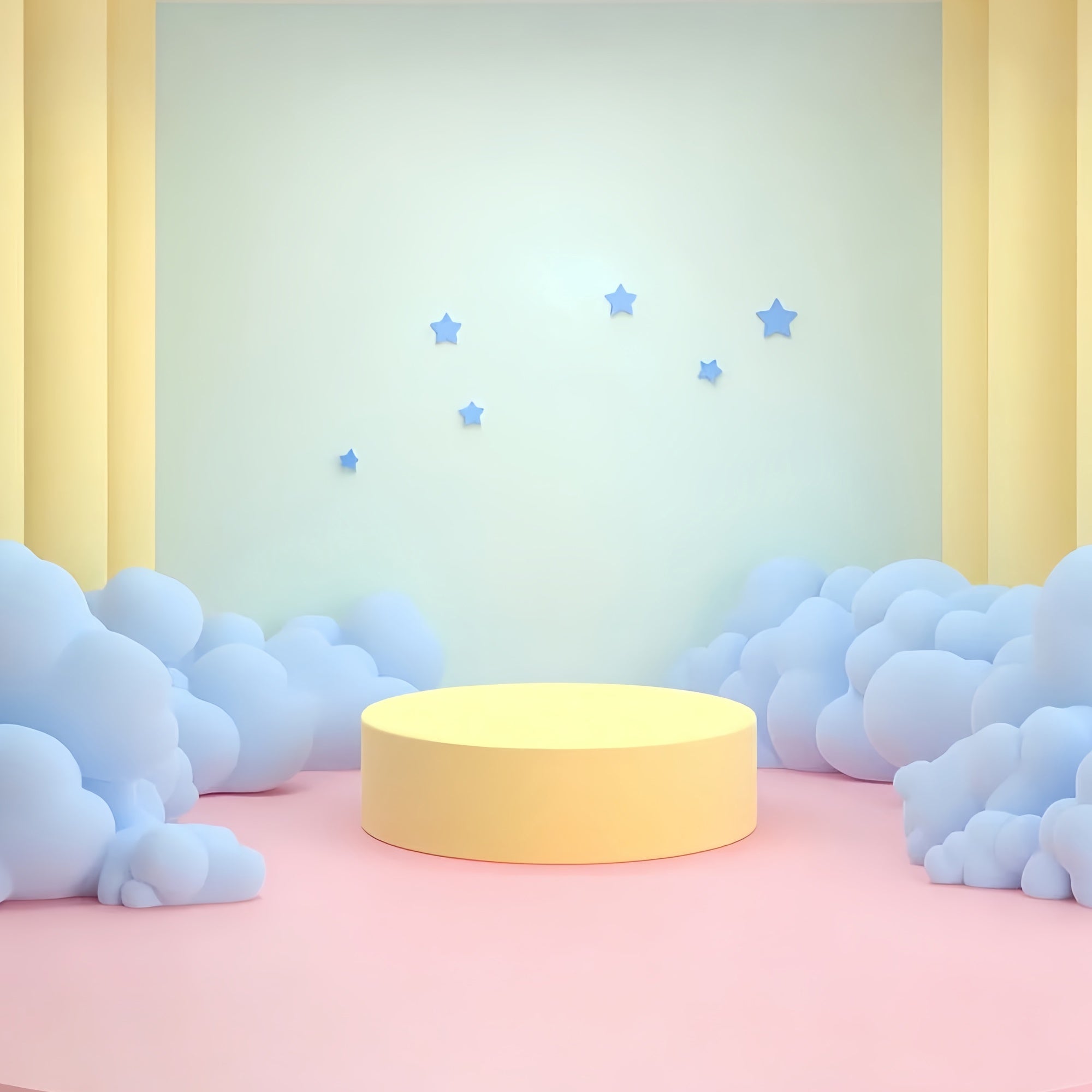 Cloud Backdrop Photoshoot Yellow Stage Blue Clouds Backdrop CSH4-258