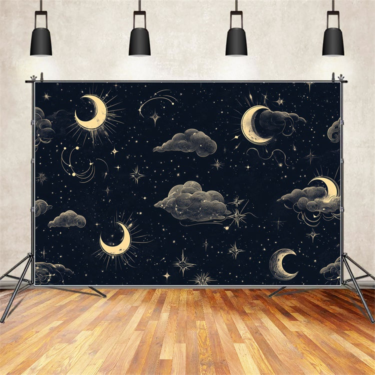 Night Sky Backdrops Mystical Clouds Crescent Moon Backdrop CSH4-259