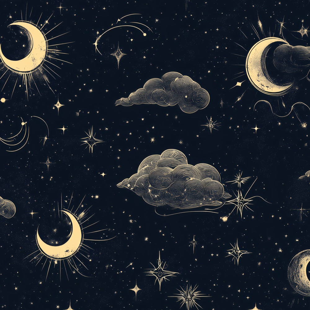 Night Sky Backdrops Mystical Clouds Crescent Moon Backdrop CSH4-259