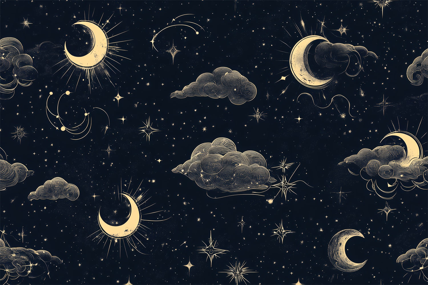 Night Sky Backdrops Mystical Clouds Crescent Moon Backdrop CSH4-259