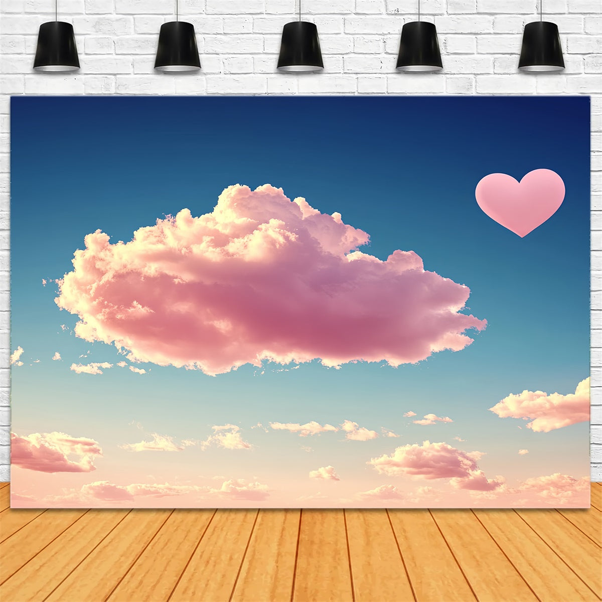 Pink Clouds Backdrop Romantic Pink Clouds Heart Backdrop CSH4-265