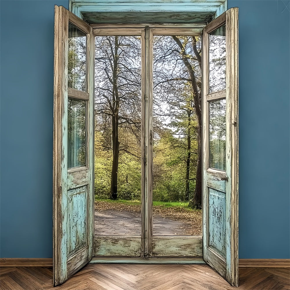 Vintage Photo Backdrop Distressed Wooden Door Forest Backdrop CSH4-268