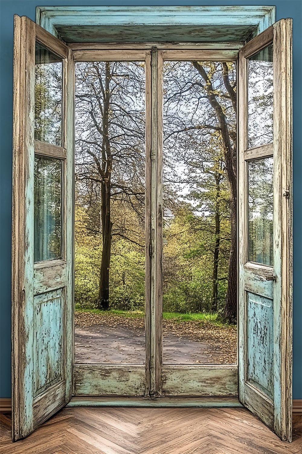 Vintage Photo Backdrop Distressed Wooden Door Forest Backdrop CSH4-268