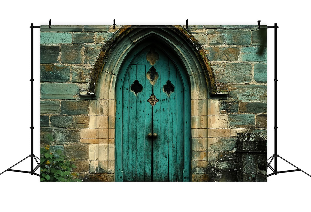 Victorian Backdrop Teal Wooden Door Vintage Backdrop CSH4-275