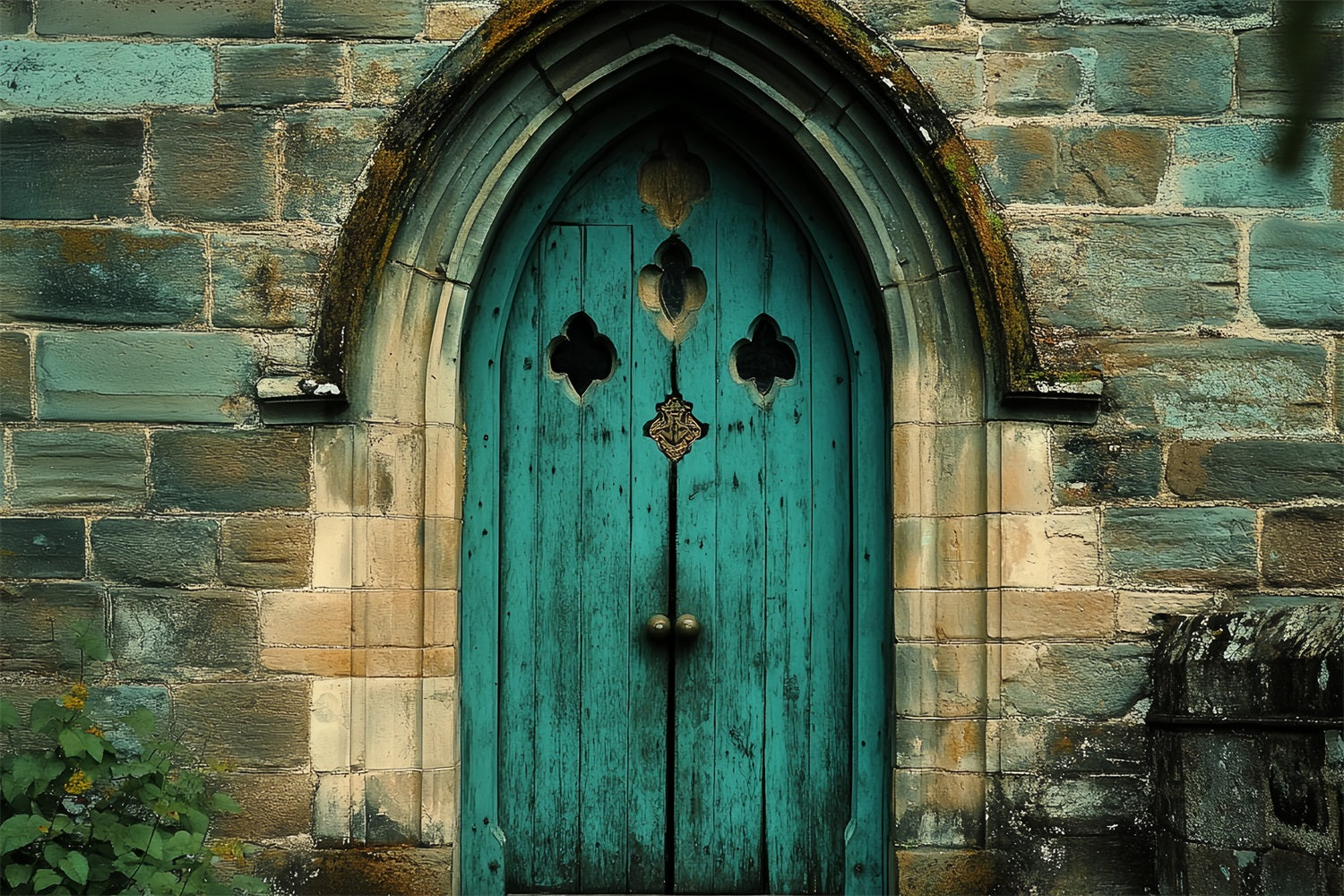 Victorian Backdrop Teal Wooden Door Vintage Backdrop CSH4-275