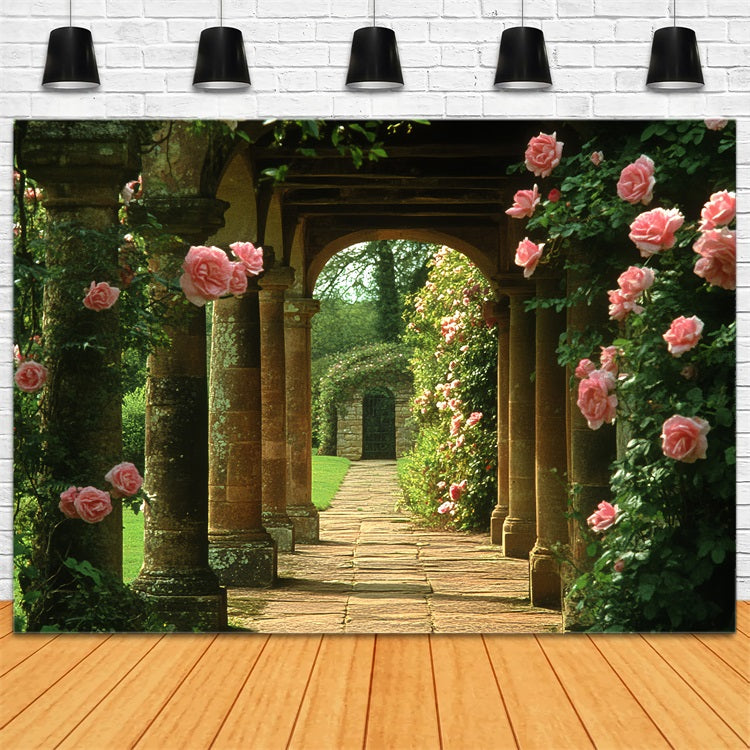 Vintage Backdrop Rose Climbing Arch Corridor Backdrop CSH4-277