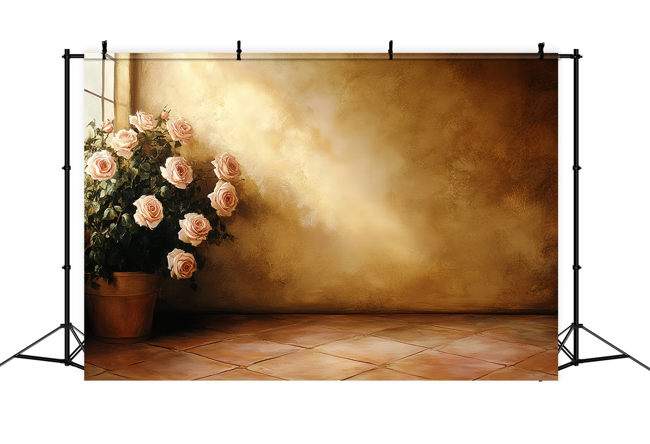 Vintage Backdrops Sunlight Roses Corner Backdrop CSH4-279