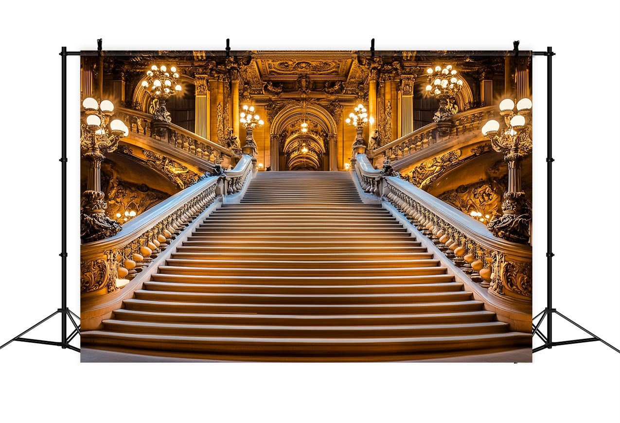 Victorian Backdrops Golden Stairway Palace Vintage Backdrop CSH4-284