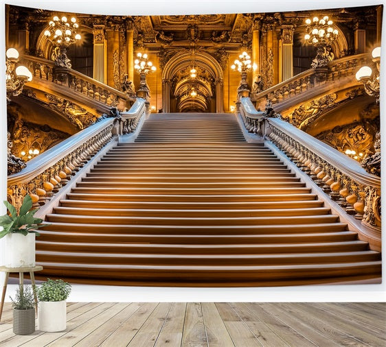 Victorian Backdrops Golden Stairway Palace Vintage Backdrop CSH4-284