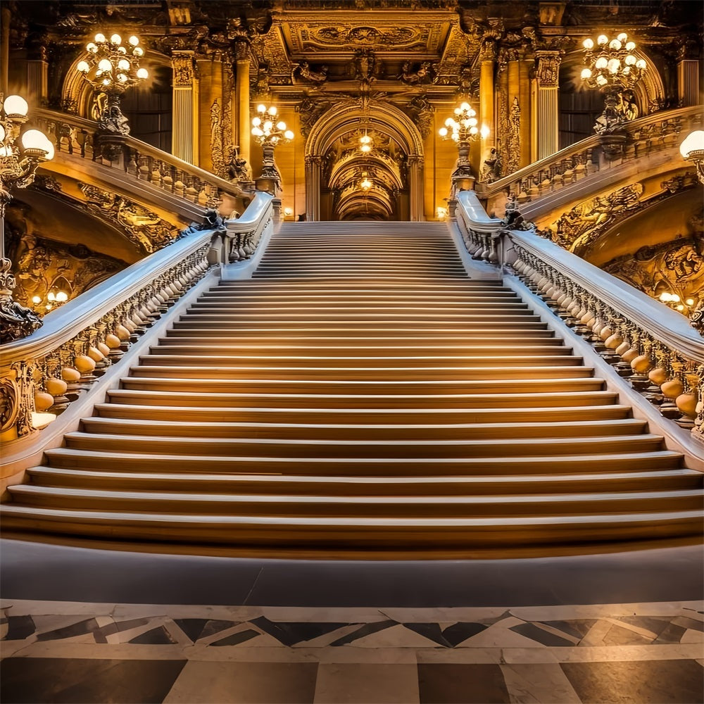 Victorian Backdrops Golden Stairway Palace Vintage Backdrop CSH4-284